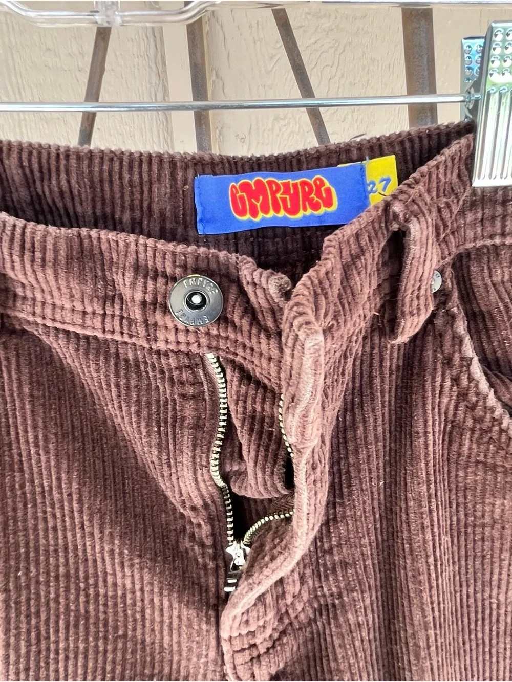 Empyre Rich Chocolate Brown Cordurroy Loose Fit Streetwear Skate Pants Size 27
